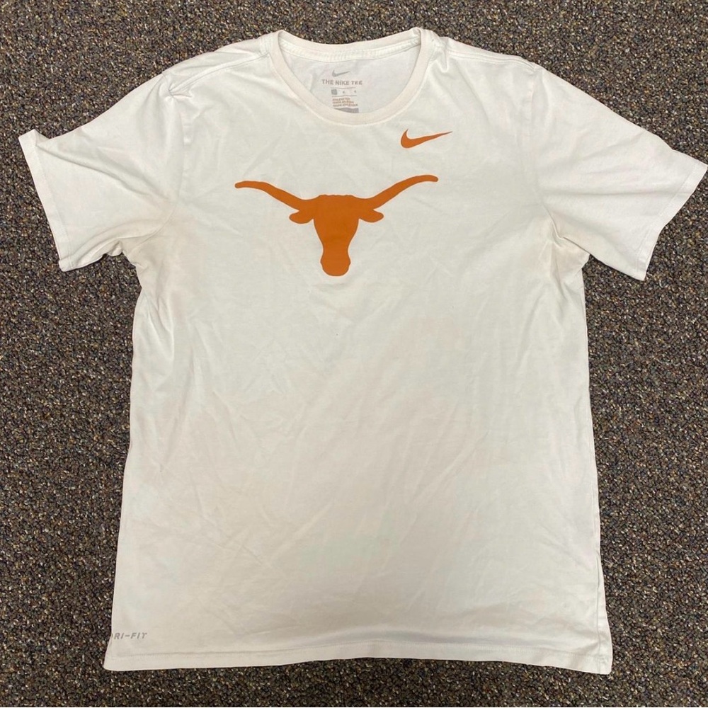 Nike Men's White Tee with Orange Longhorn Graphic